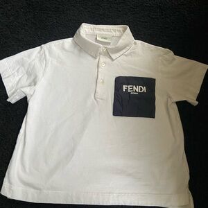Fendi White Polo Shirt with Black Pocket